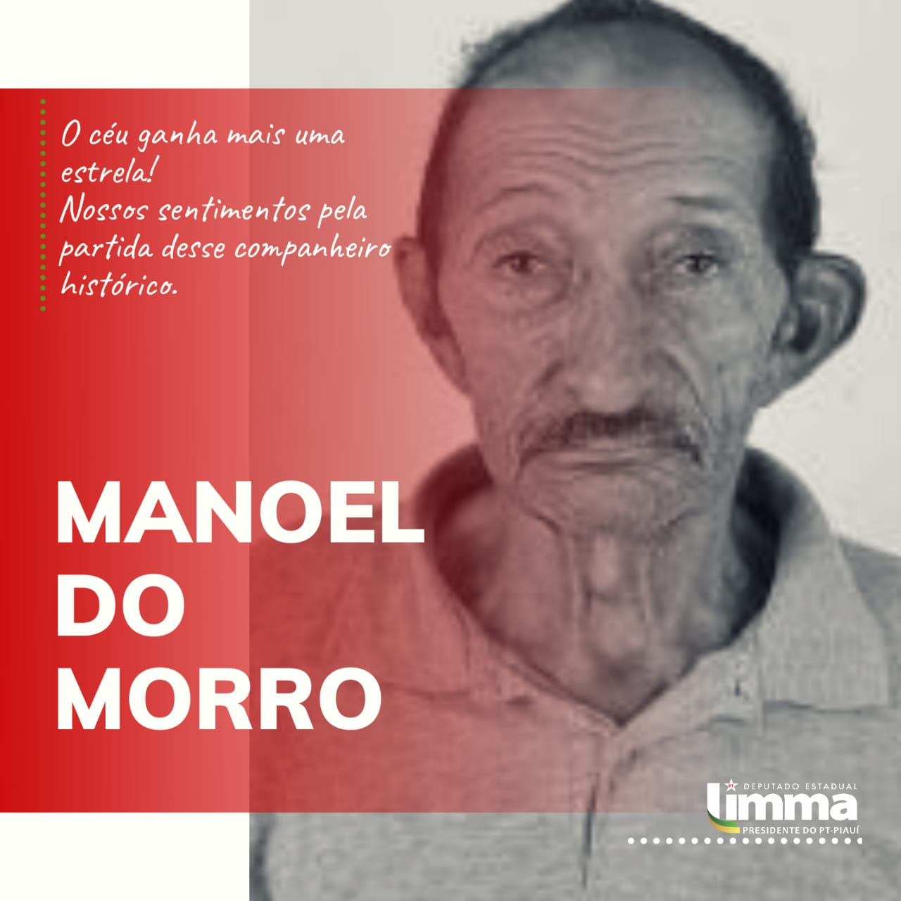 Sindicalista Manoel Luiz Pereira, de 85 anos